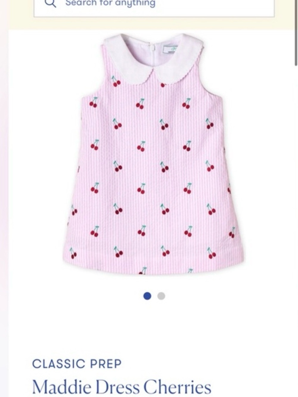 Classic Prep Seersucker collar dress pink pinstripe cherries 12-18 months new